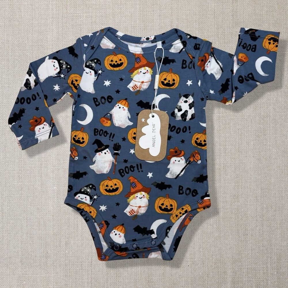 Angel Dear Bamboo Halloween Ghosts Glow Bodysuit 3-6M NWT